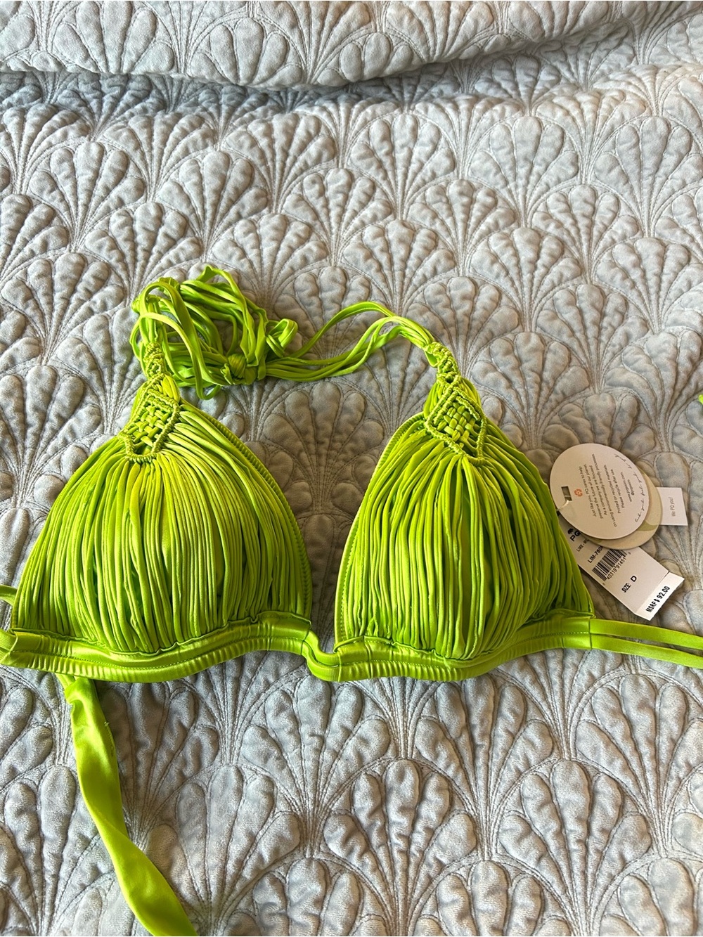 PQ Swim  Lime Macrame Triangle Bikini Top